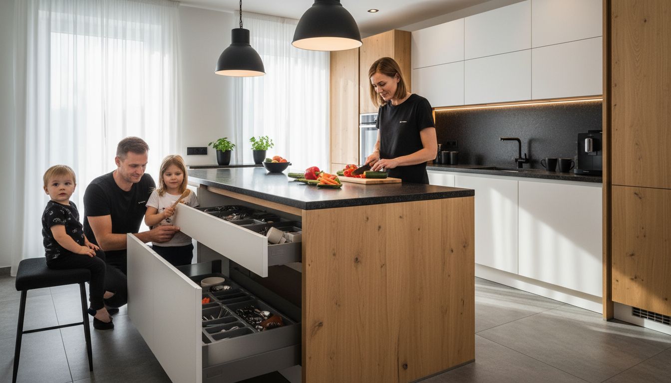 nowoczesna kuchnia rodzina