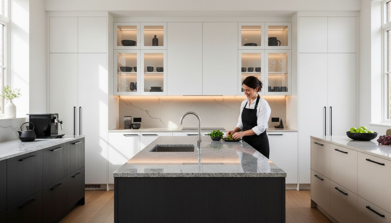 Modern kitchen with diverse high-end countertops