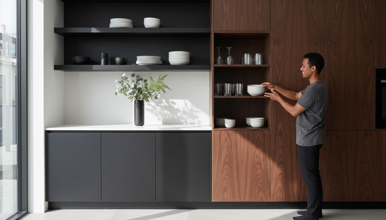 Modern kitchen with MDF and laminated board cabinets