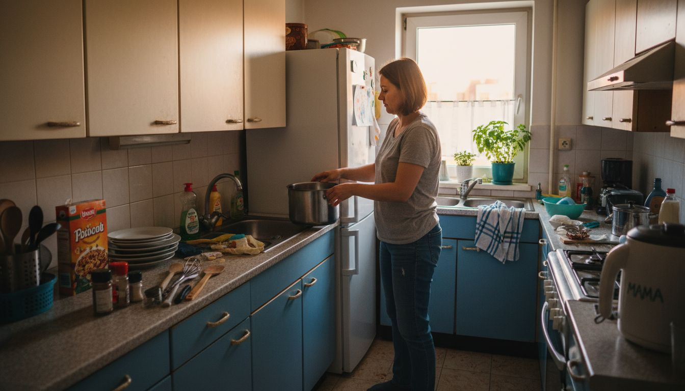 Prawdziwa, rodzinna kuchnia z widocznymi wpadkami projektowymi