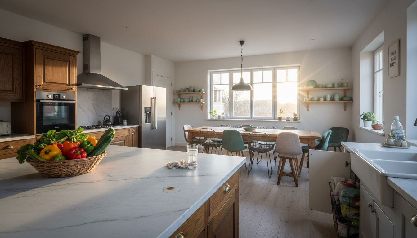 Nowoczesna otwarta kuchnia w sześciu różnych odsłonach aranżacyjnych