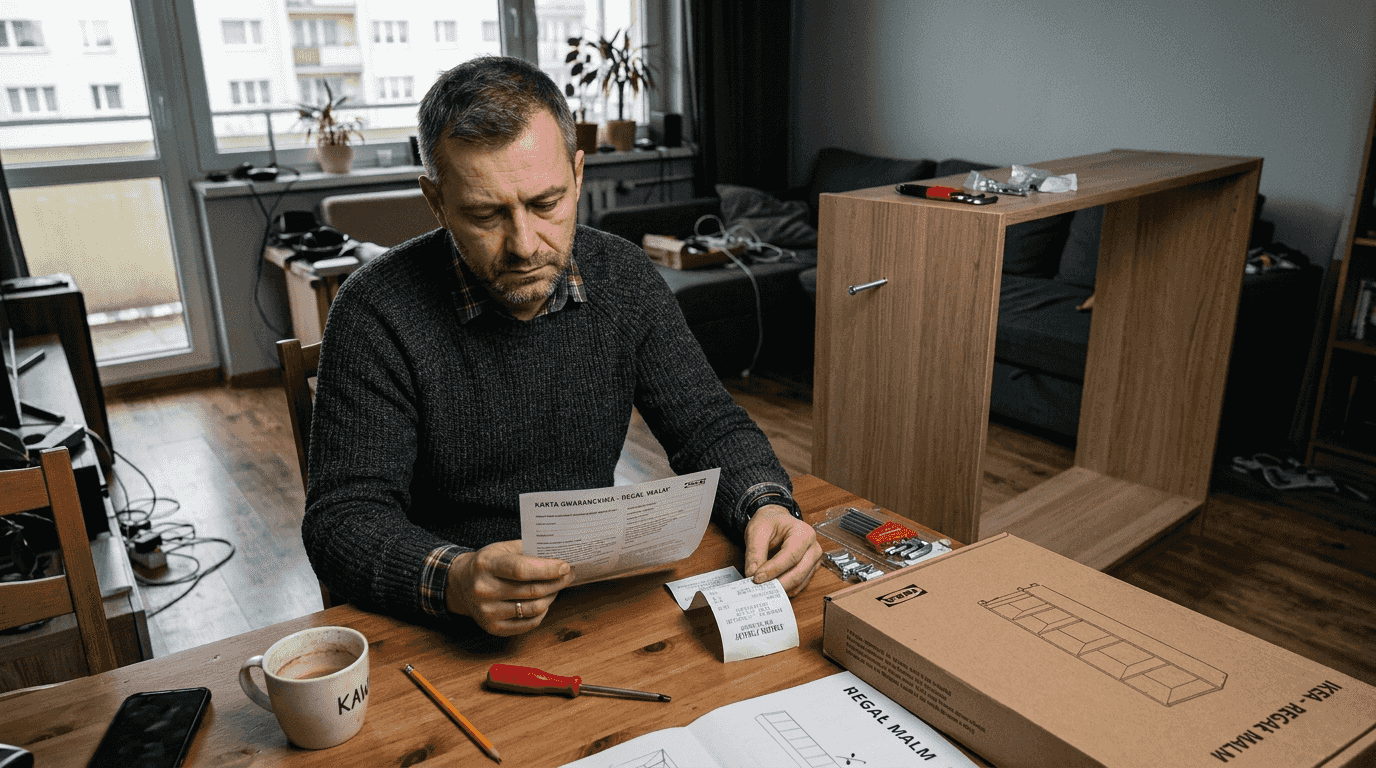 Przed zakupem nowych mebli klient upewnia się, jak działa gwarancja.